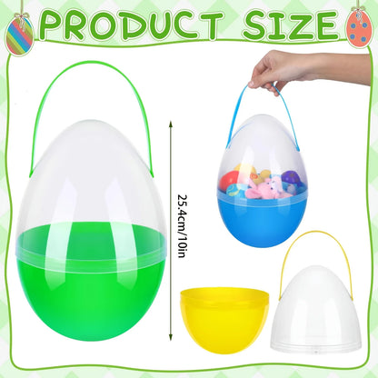 Ovo de Páscoa Plástico 1 Ovos de Páscoa plástico 25,4 cm com alças, cestas grandes ovo