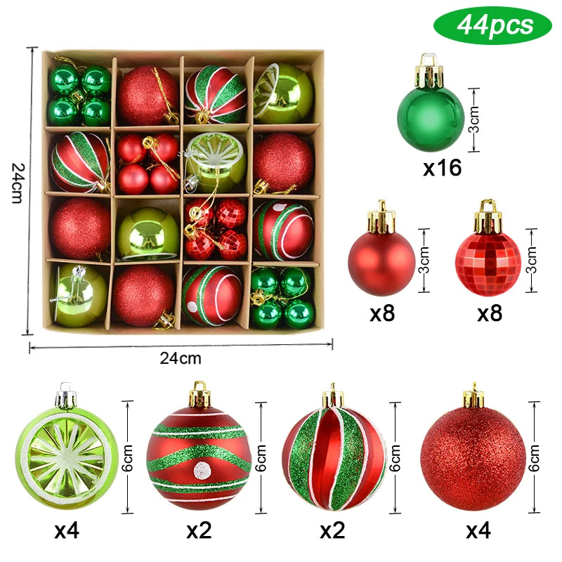 Bolas Natal 44 Unidades de Bolas para Enfeitar Árvore de Natal, Ouro Branco, Tamanho Real