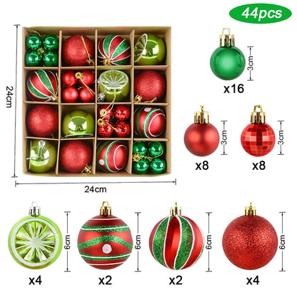 Bolas Natal 44 Unidades de Bolas para Enfeitar Árvore de Natal, Ouro Branco, Tamanho Real