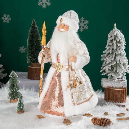 Papai Noel Grande Muñeco Cajado Azul Claro Figura do Papai Noel Ded Moroz Natalino