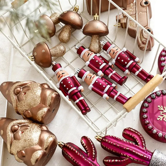 Kit enfeites coloridos árvore de Natal Pingentes De Enfeites De Natal De Plástico Decoração