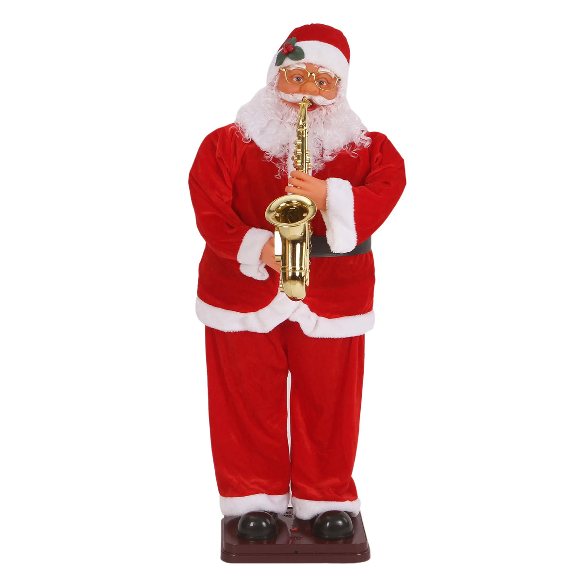 Boneco Papai Noel de Shopping Decoração 1.8 metros e Papai Noel Musical com Saxofone