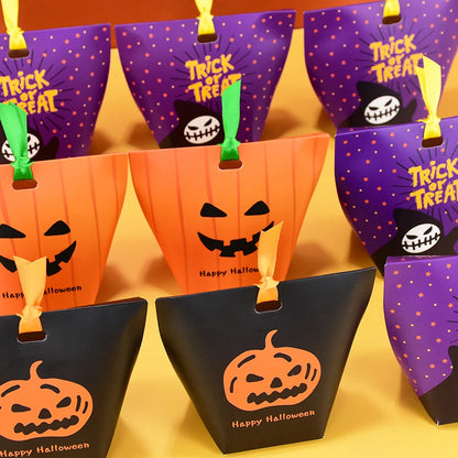 Bolsa de abóbora de Halloween, 10 peças, bolsa de doces, bolsa de doces divertida laranja