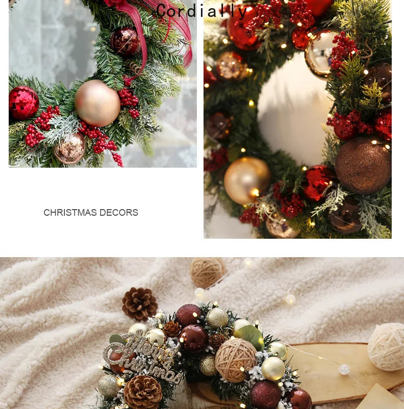 Guirlanda de outono de 50CM, elegante guirlanda de Natal champanhe dourado vermelho