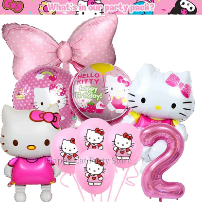 Kit de hello kitty para decoração de festa de aniversário de Kitt - 217 peças, incluindo top