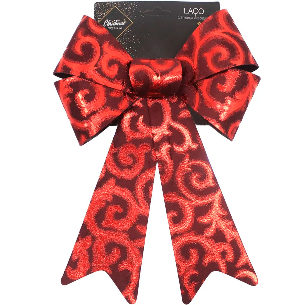 Laço Vermelho Camurça Brilhante Kit 2 Laço Vermelho em Camurça Enfeite Brilhante Natal