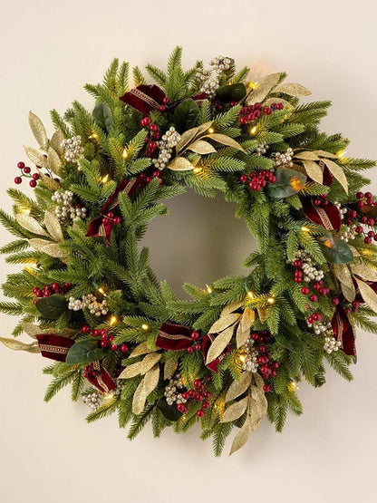 Guirlanda de Natal para porta da frente, decoração de guirlanda de Natal, guirlanda Natal