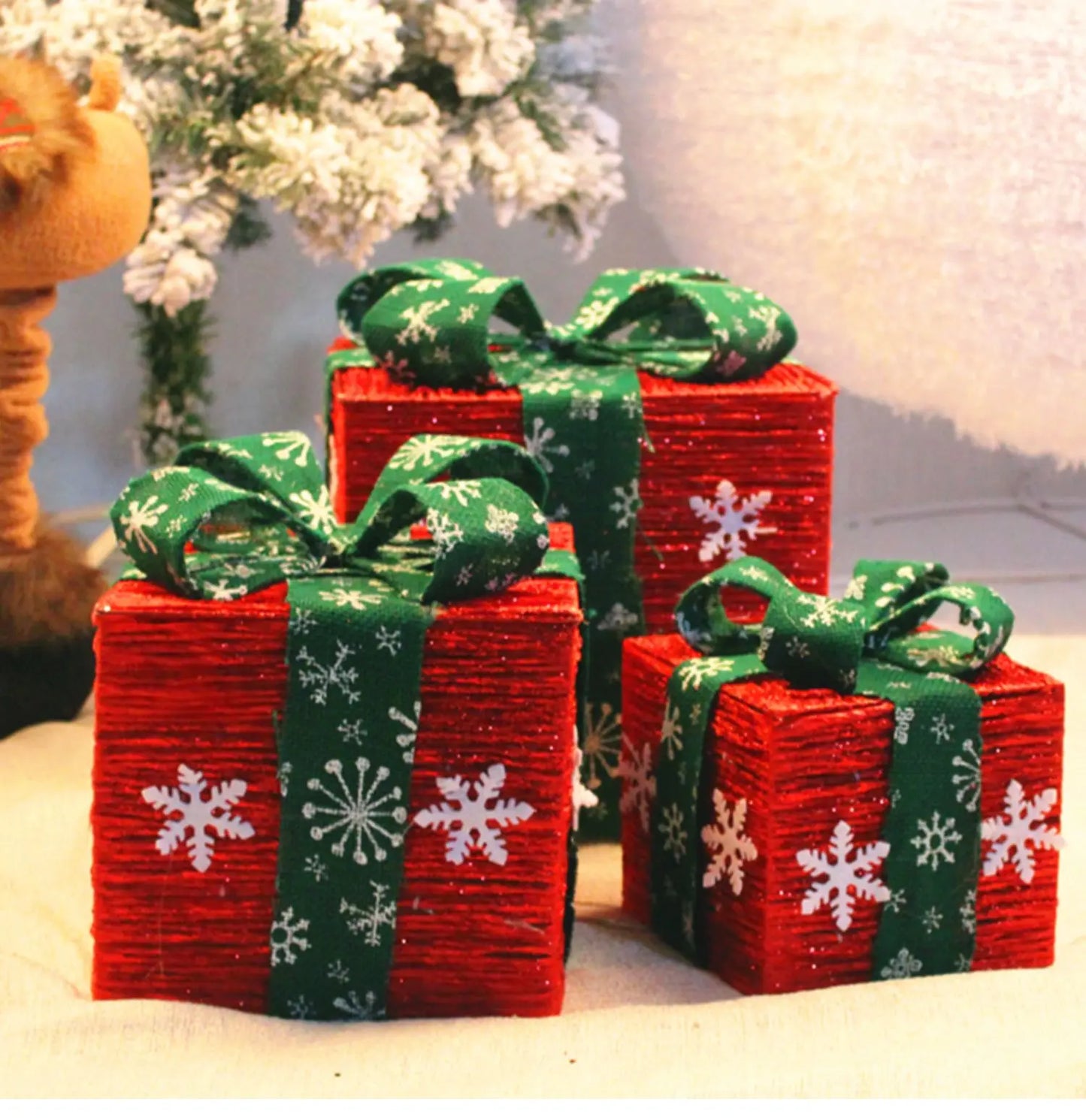 Caixas de presente, decorações de Natal, conjunto de 3 caixas vermelhas festa e feriado