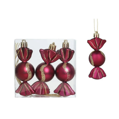 Kit enfeites coloridos árvore de Natal Pingentes De Enfeites De Natal De Plástico Decoração