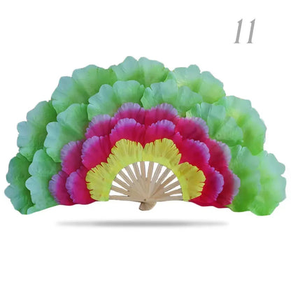 Leque Retrô Dobrável Peônia Flor Fã de seda dança, fã dança nacional, ventilador dobrável