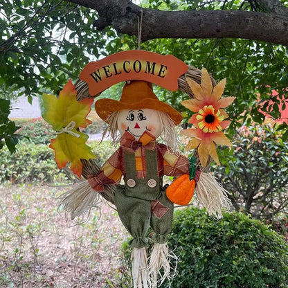 Enfeite Espantalho Abóbora Bem-vindo 35Cm Dia das  festival de animação(verde)