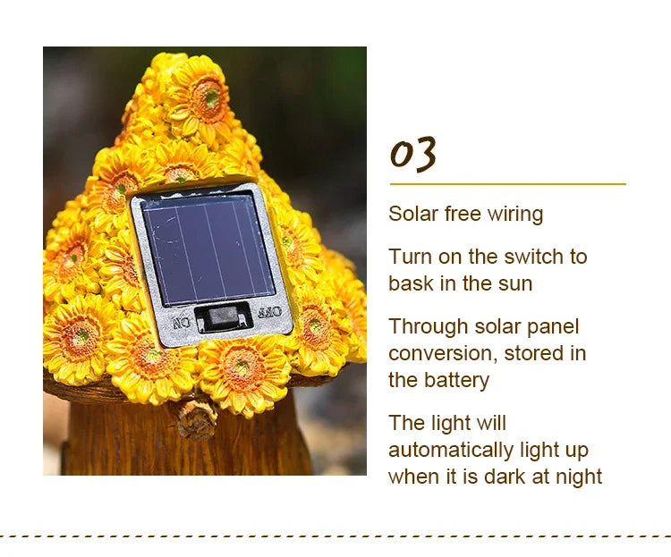 Estátuas de jardim de cogumelos com luz solar, lindos acessórios de casa de fadas