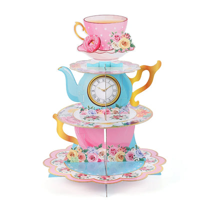 Suporte floral Dia das Mães Suporte floral de 3 camadas para cupcake para festa de chá