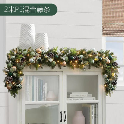 Guirlanda de natal pré-iluminada para decoração de porta frontal, guirlanda de natal