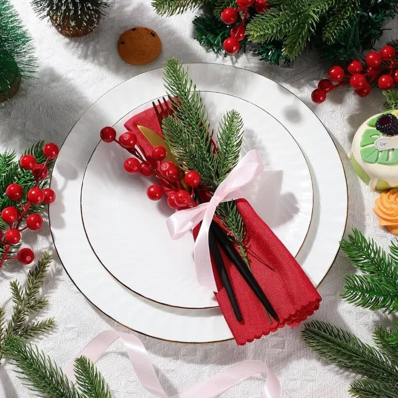 Galhos de Plástico com Bagas Pacote com 30 Decorações de Árvore Natal, Hastes Artificiais