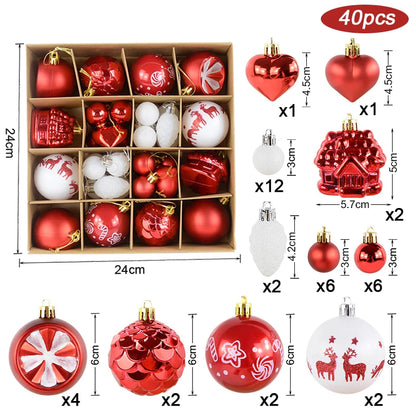 Bolas Natal 44 Unidades de Bolas para Enfeitar Árvore de Natal, Ouro Branco, Tamanho Real