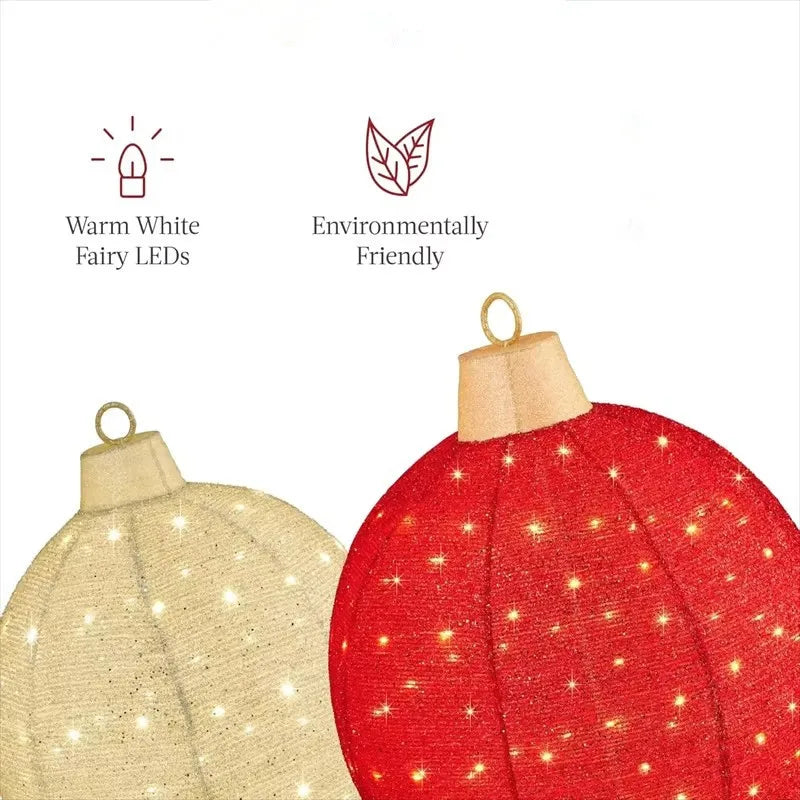 Luminária Bola de Natal Vermelho conjunto de 3 peças de enfeites de Natal grandes bolas