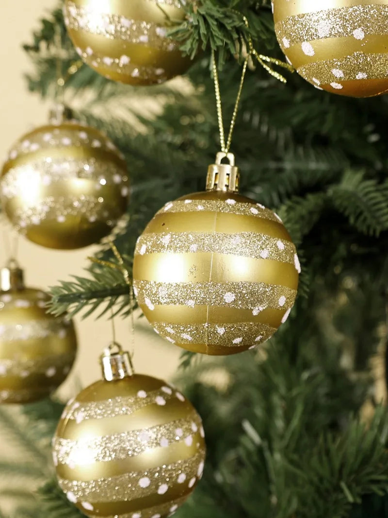 Bolas de Árvore de Natal em Ouro Verde Vermelho e Verde, Decoração Bola Brilho à Prova