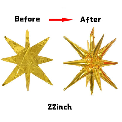 Kit 5 Balão Estrela 14 Pontas Grande 22 Polegadas 67cm. Balão Estrela