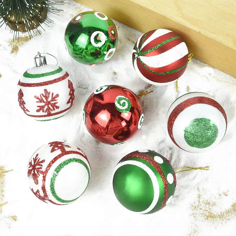 30 peças de enfeites de bolas de Natal, bolas de Natal vermelhas verdes e brancas
