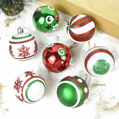 30 peças de enfeites de bolas de Natal, bolas de Natal vermelhas verdes e brancas