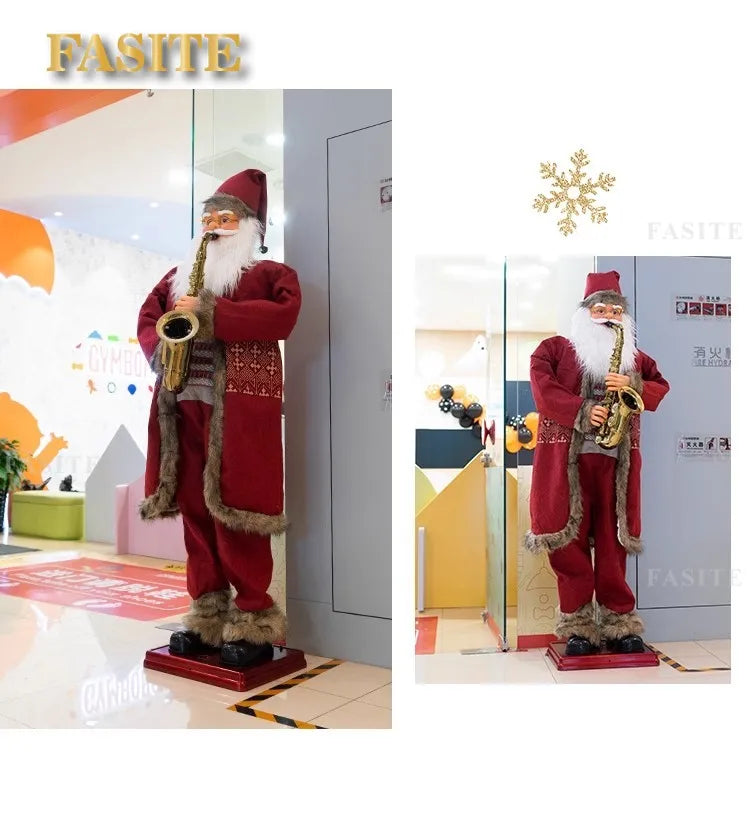 Papai Noel Dançante Animado Shopping Em Tamanho Real, Papai Noel Dançante Cantando