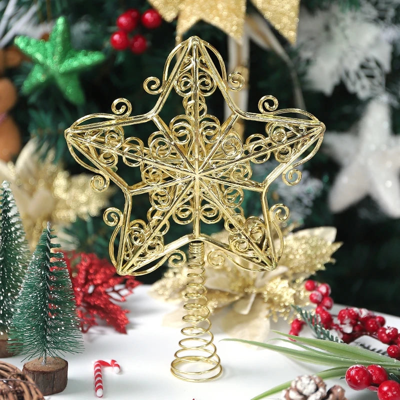 Ponteira Estrela Brilhante Glitter Dourada Ponteira Estrela Árvore De Natal 20cm Glitter