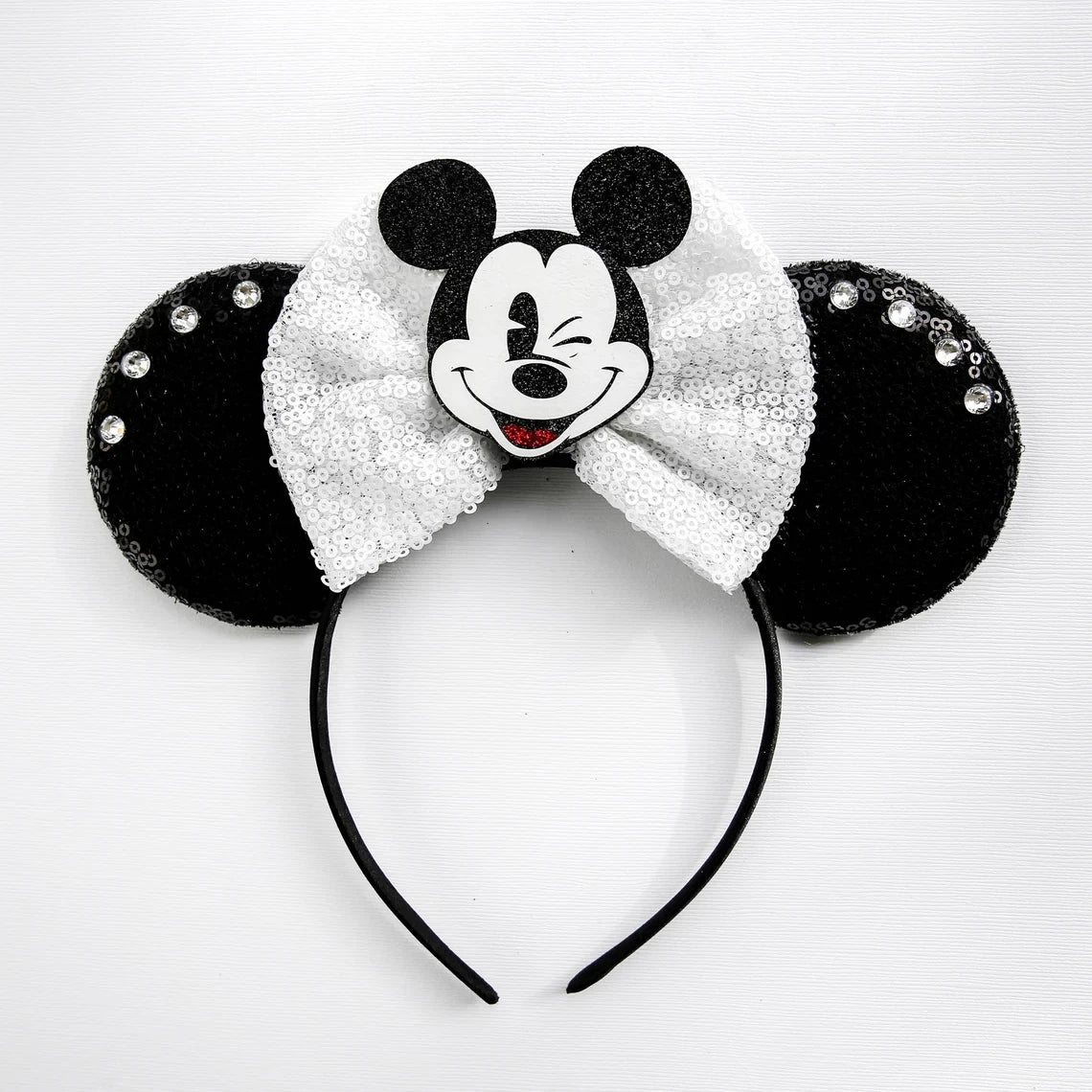 Tiaras Acessórios Disney orelha de rato com laço brilhante, Lantejoula de dupla celebração