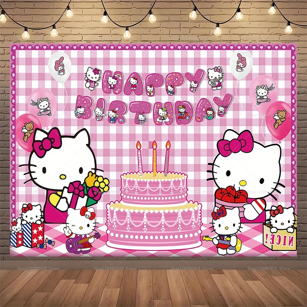 Cenários para festa Hello Kitty Girls  para festa de aniversário de gatinho, lembrancinhas