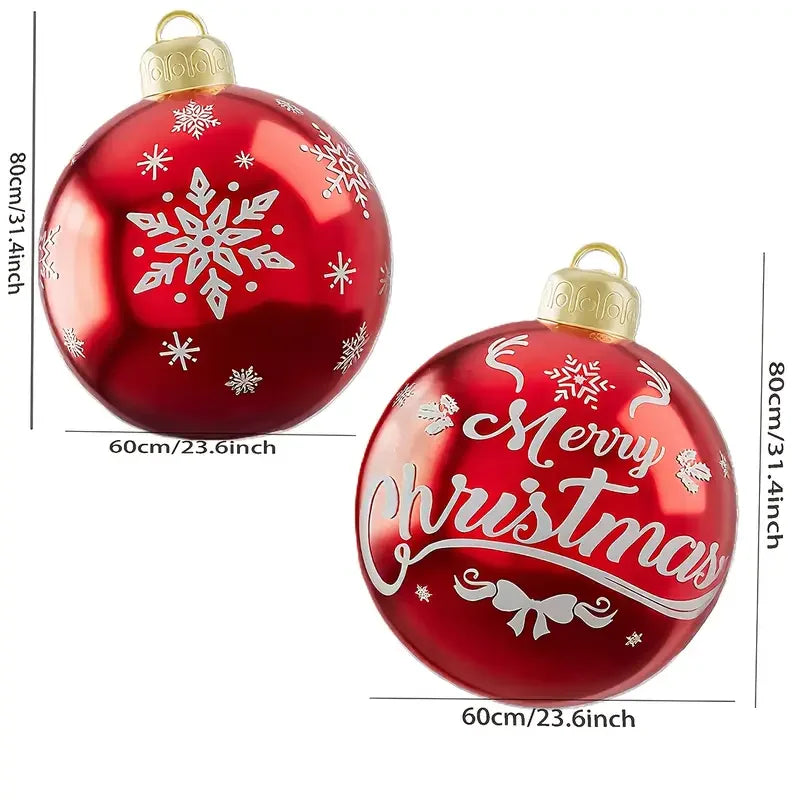 Bola de espelho natal 2 bolas de Natal infláveis 60 cm (24 polegadas), bolas Natal infláveis