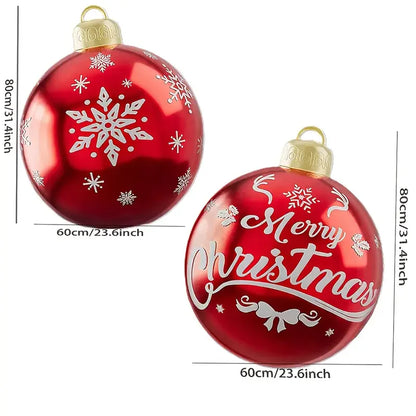 Bola de espelho natal 2 bolas de Natal infláveis 60 cm (24 polegadas), bolas Natal infláveis
