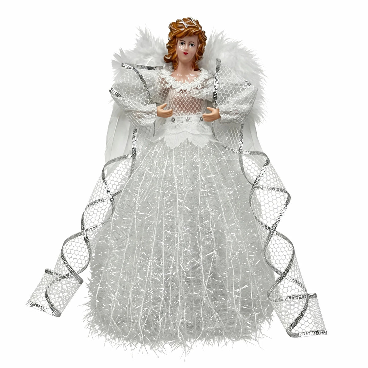 Anjos Natalinos Vestidos Brilhantes São Perfeitos Ponteira de Árvore de Natal 30cm*11.8 Pol./16cm*6.3 Pol.