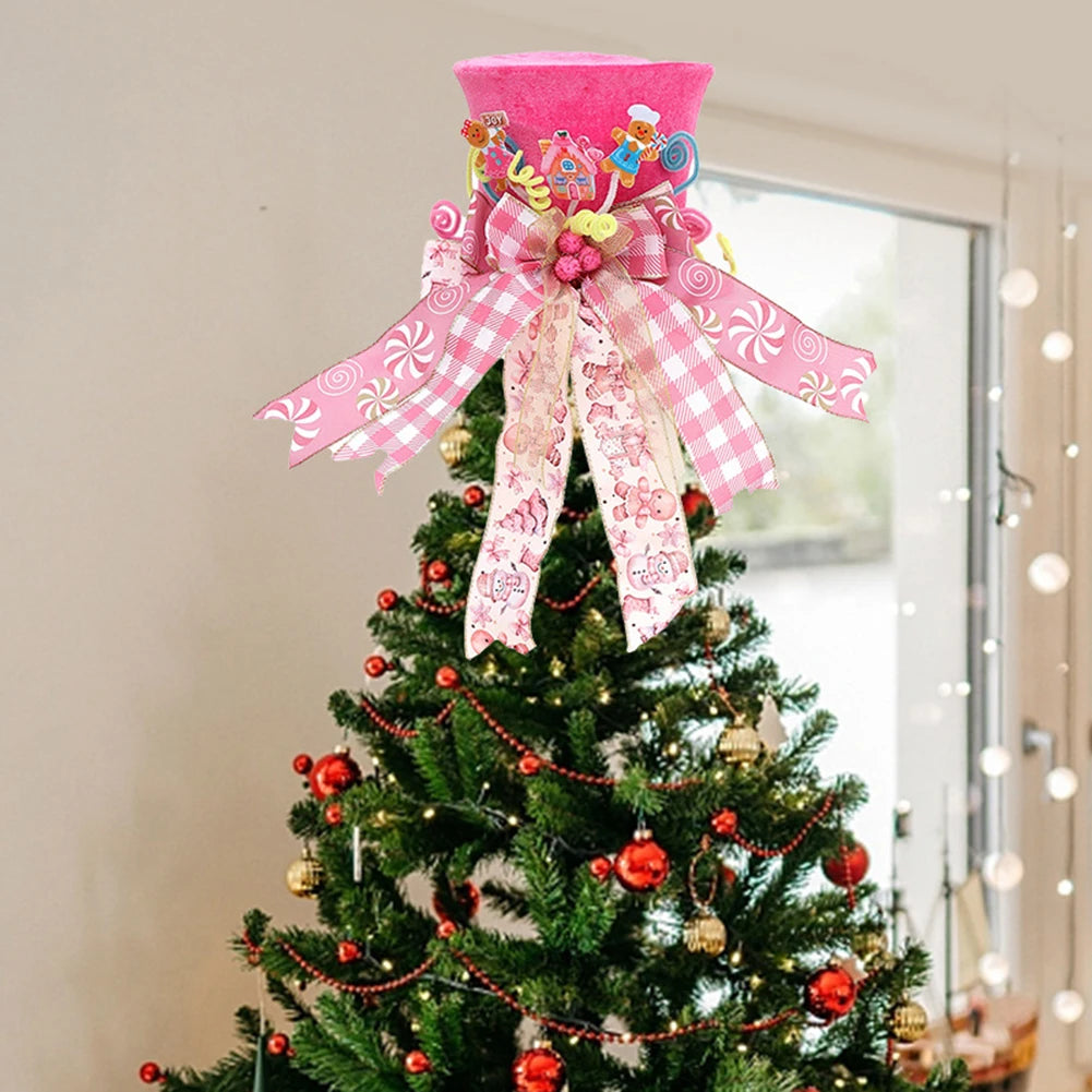 Topo de Árvore de Natal Chapéu de Árvore de Natal de Bengala Doce, Chapéu de Topo de Árvore Vermelho