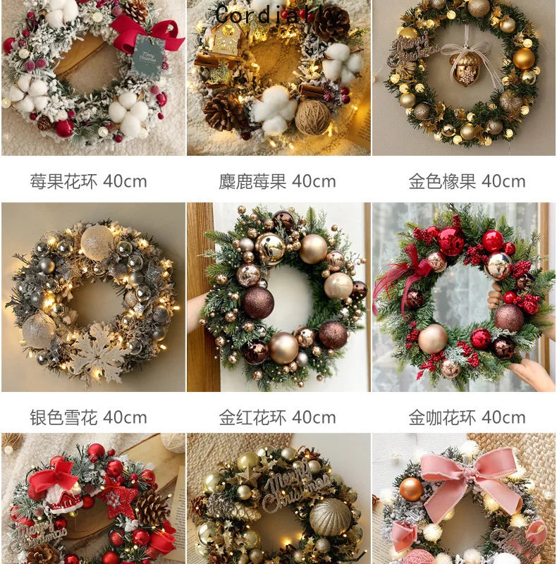 Guirlanda de outono de 50CM, elegante guirlanda de Natal champanhe dourado vermelho