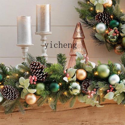 Guirlanda de Natal pré-iluminada de 50 cm para decoração de porta da frente com enfeites