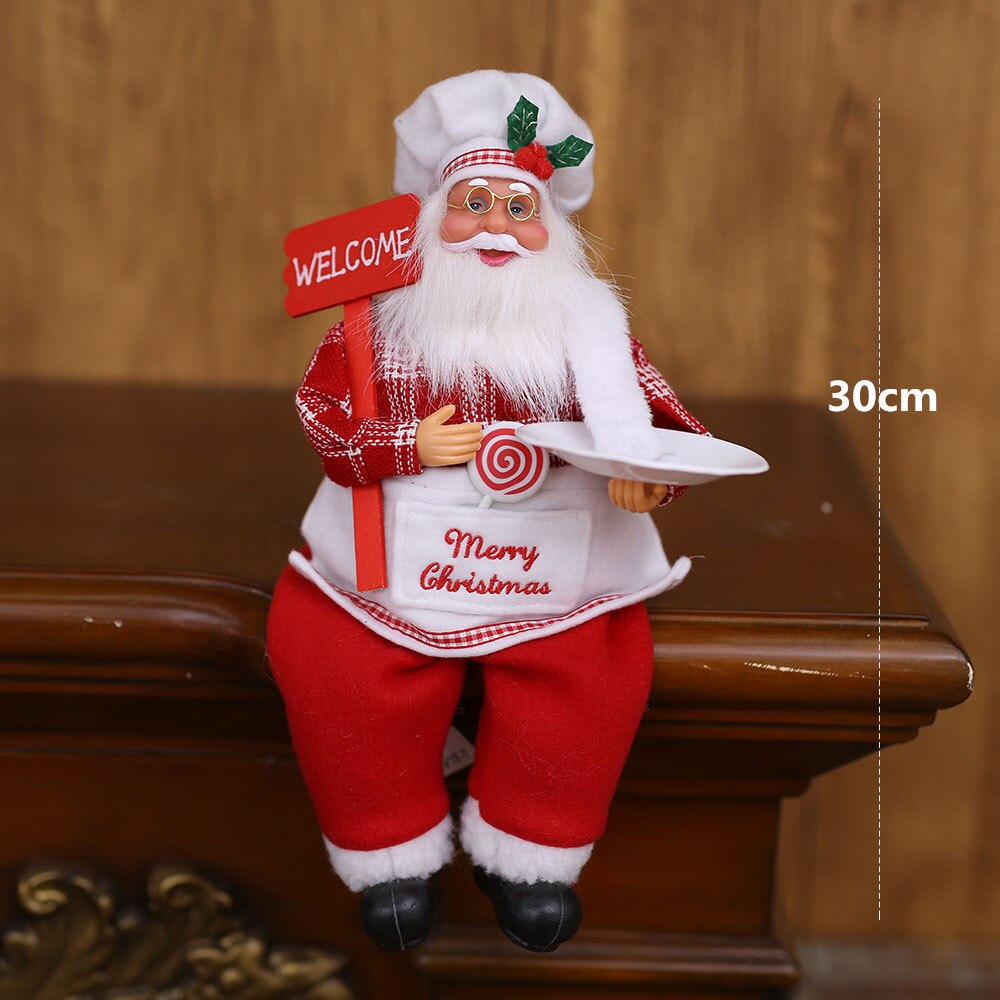 Boneco Natal Papai Noel Cozinheiro Padeiro Chef Em Tecido 48cm