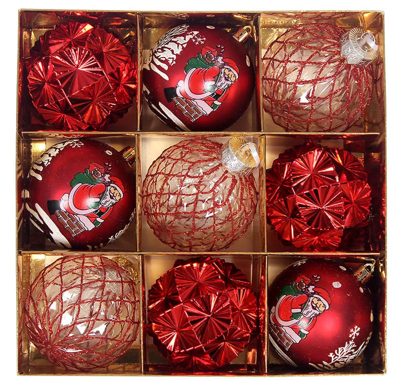 Bola de Natal 9 Peças Enfeites de Natal 3" Enfeites de Bola Natal Inquebrável Transparente