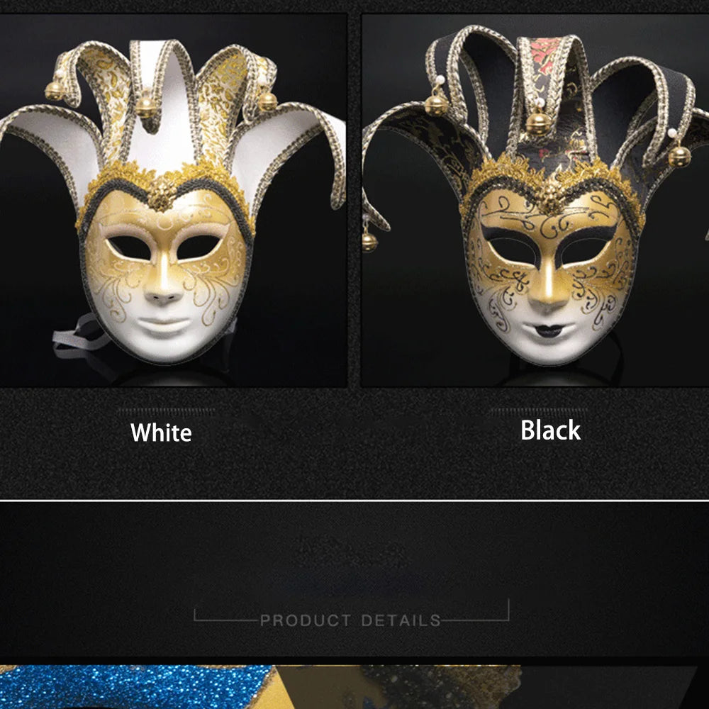 Máscara Veneziana de Corte em Tons de Azul e Dourado, Inspirada nos Tradicionais Carnavais de Veneza