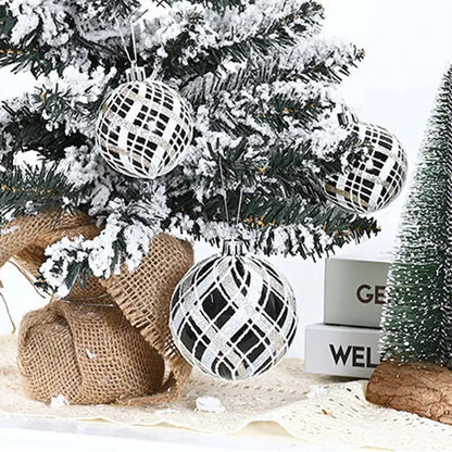 Bolas Natal Preto Branco Decoração de Natal Decorativa de 6 cm/6 Peças ou 8 cm/6 Peça