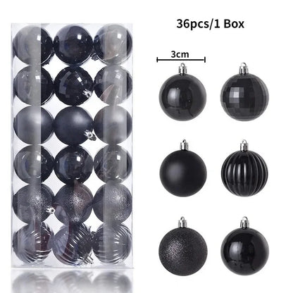 Bolas de natal Ornamentos de árvore de Natal de 3 mm de 36 quilates, grandes ornamentos