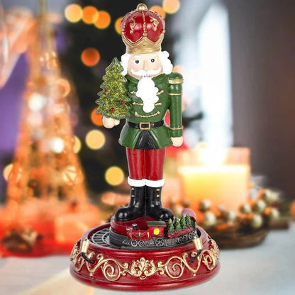 Boneco Quebra-Nozes e Trem de Rolos Colecionáveis – Estatueta de Natal com Luz LED