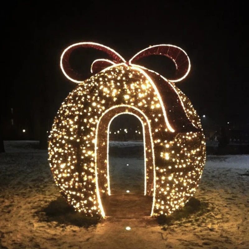 Escultura de Natal ao ar livre 3D Motivo de arco de bola gigante Decoração de luz