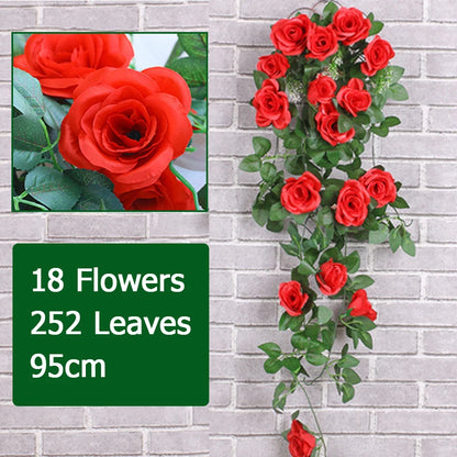 Flor artificial rattan planta falsa videira decoração rosas flores decoração interior