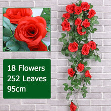 Carregar imagem no visualizador da galeria, Flor artificial rattan planta falsa videira decoração rosas flores decoração interior
