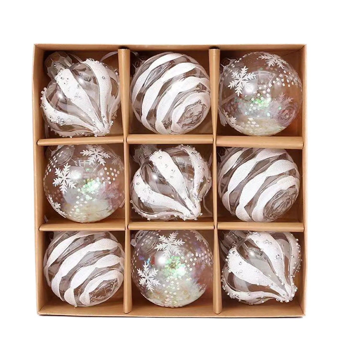 Bola de Natal Colgante de Plástico com Forma de Bolas 9 Peças Enfeites de Bola de Natal