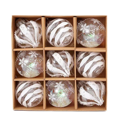 Bola de Natal Colgante de Plástico com Forma de Bolas 9 Peças Enfeites de Bola de Natal