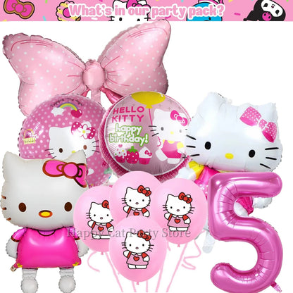 Kit de hello kitty para decoração de festa de aniversário de Kitt - 217 peças, incluindo top