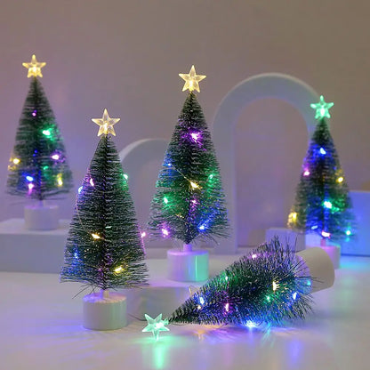 Árvore de Natal Pequena com Luz Multicolorida Conjunto de 3 Luzes LED Coloridas Natal
