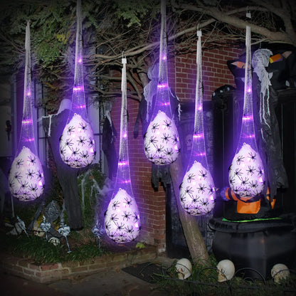 Decoração de Halloween, 1 peças de sacos de ovos de aranha luminosos pendurados