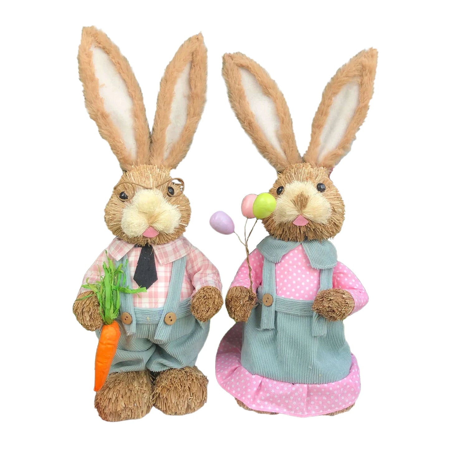 Casal De Coelhos De Páscoa Decoração Enfeite Coelhinhos - 35cm